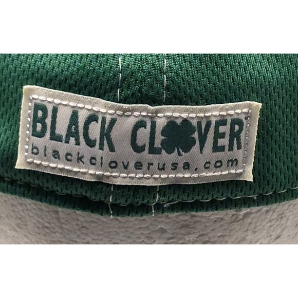 Black Clover Live Lucky A-Flex Hat‎ Cap Green w/ White Clover L XL Golf Stretch - Picture 6 of 12